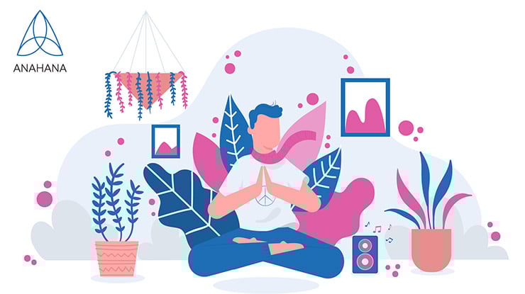 człowiek korzystający z dobrodziejstw medytacji